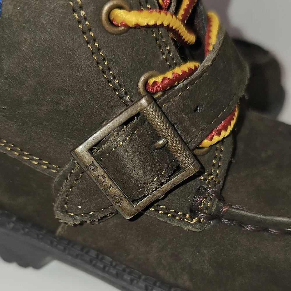 Polo Ralp Lauren Kids Brown Boots with Embroidered Detail